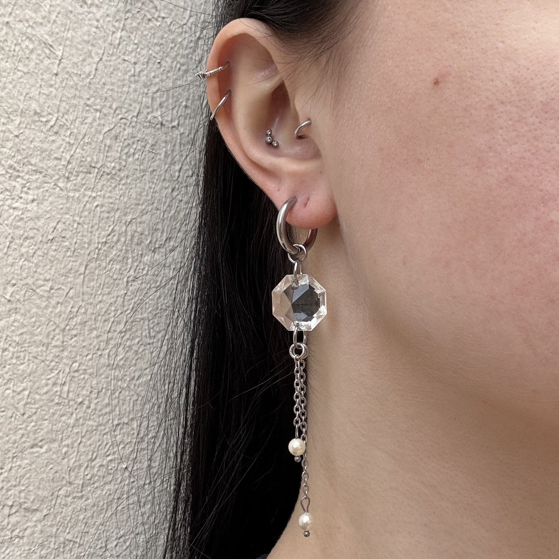 Mono boucle Maxi Cristal - silver