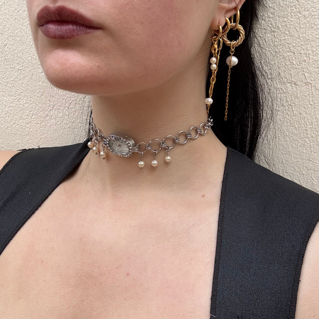 Collier Watch & Strass